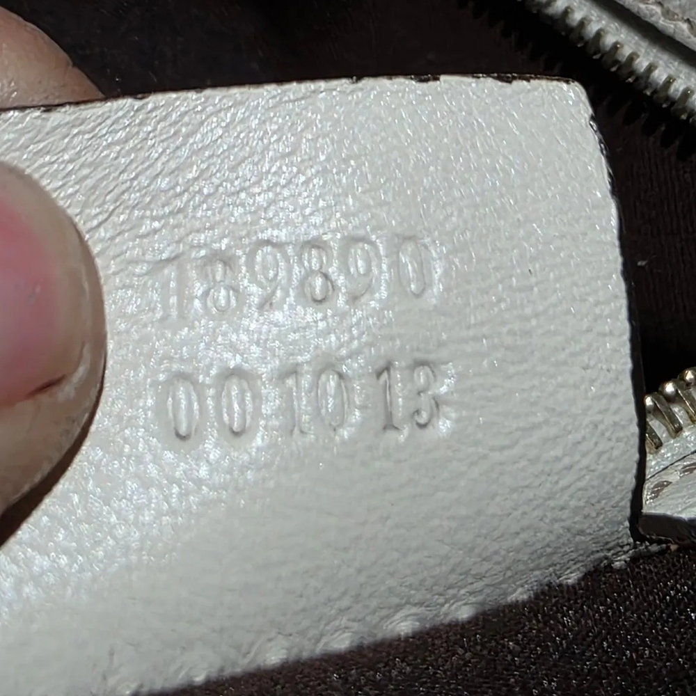 Gucci Cream Leather and Beige Canvas Satchel